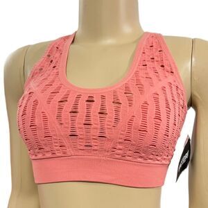 Victoria’s Secret Seamless Comfort Sexy Unlined Mesh  strappy sports bra coral S
